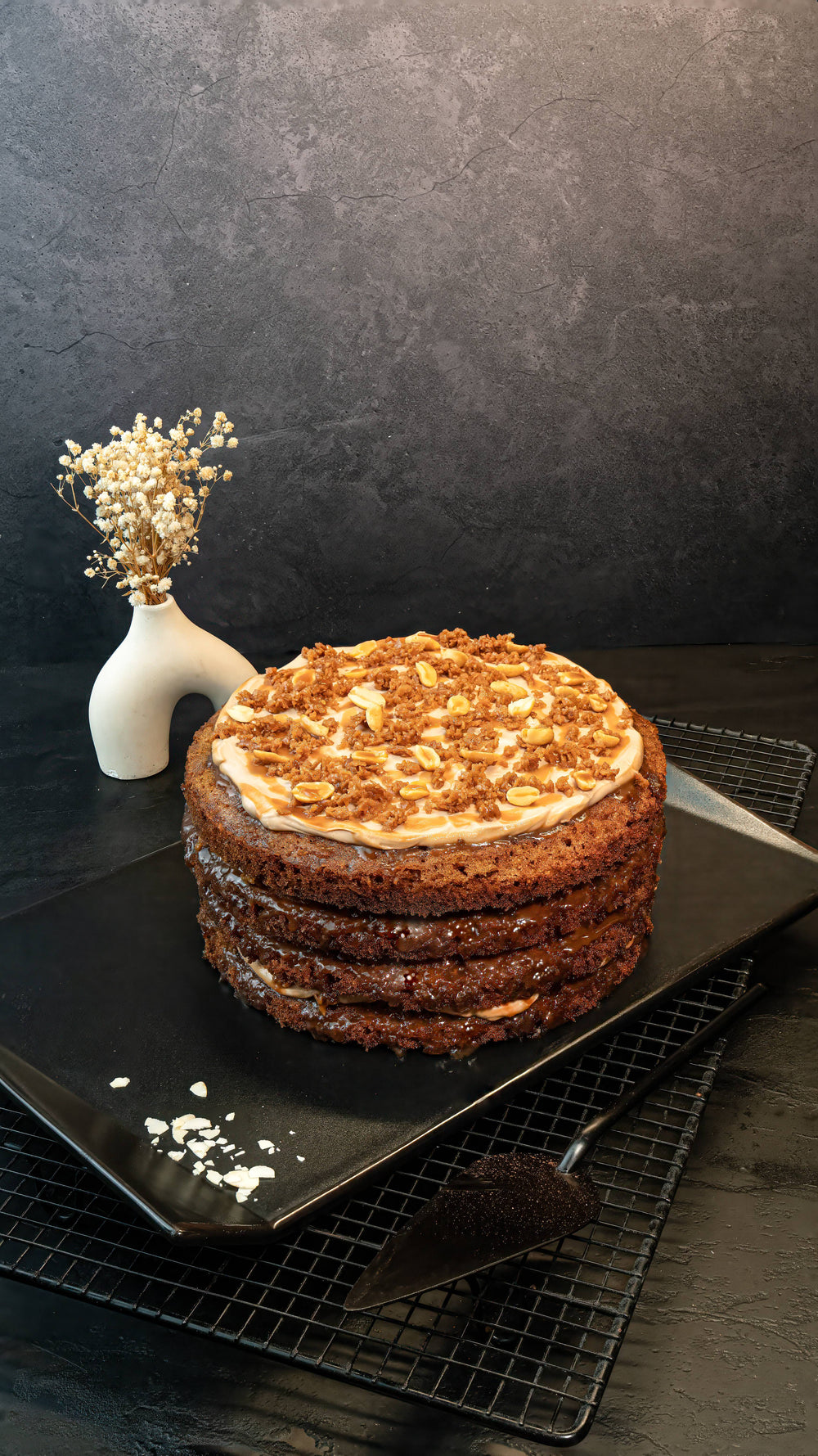 Caramel Peanut Toffee Cake